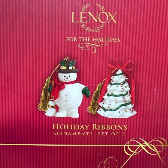 Lenox Holiday Ribbons ornament set 2 - Picture 8 of 8